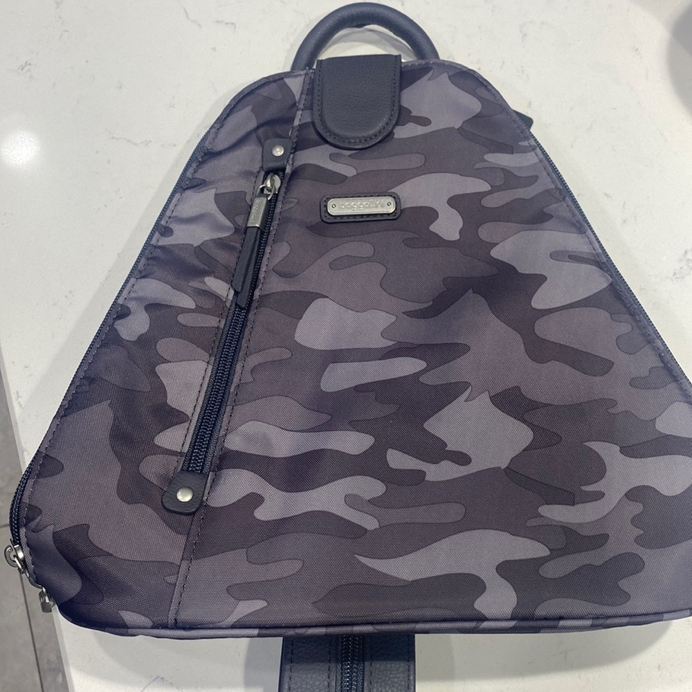 Baggallini Camouflage Backpack - Black and Gray